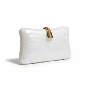 Lisette Mother Of Pearl Hard Lucite Shell Clutch Purse